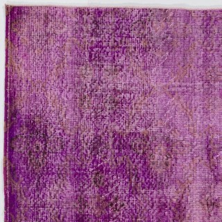 Distressed Vintage Handmade Turkish Rug Overdyed in Purple Color Distressed Vintage Handmade Turkish Rug Overdyed in Purple Color