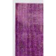 Distressed Vintage Handmade Turkish Rug Overdyed in Purple Color        