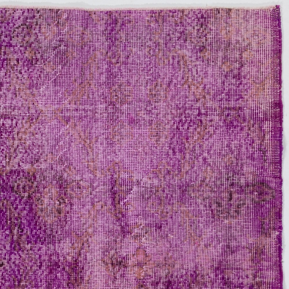 Distressed Vintage Handmade Turkish Rug Overdyed in Purple Color Distressed Vintage Handmade Turkish Rug Overdyed in Purple Color