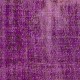 Distressed Vintage Handmade Turkish Rug Overdyed in Purple Color Distressed Vintage Handmade Turkish Rug Overdyed in Purple Color