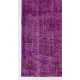 Distressed Vintage Handmade Turkish Rug Overdyed in Purple Color