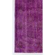 Distressed Vintage Handmade Turkish Rug Overdyed in Purple Color        