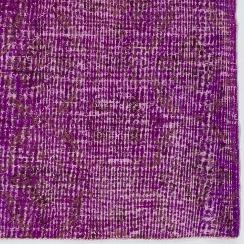Distressed Vintage Handmade Turkish Rug Overdyed in Purple Color Distressed Vintage Handmade Turkish Rug Overdyed in Purple Color