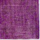 Distressed Vintage Handmade Turkish Rug Overdyed in Purple Color Distressed Vintage Handmade Turkish Rug Overdyed in Purple Color