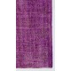 Distressed Vintage Handmade Turkish Rug Overdyed in Purple Color