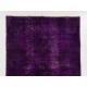 Distressed Vintage Handmade Turkish Rug Overdyed in Purple Color        