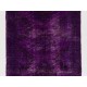 Distressed Vintage Handmade Turkish Rug Overdyed in Purple Color