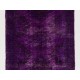 Distressed Vintage Handmade Turkish Rug Overdyed in Purple Color        