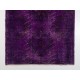 Distressed Vintage Handmade Turkish Rug Overdyed in Purple Color