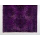 Distressed Vintage Handmade Turkish Rug Overdyed in Purple Color        