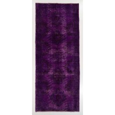 Distressed Vintage Handmade Turkish Rug Overdyed in Purple Color
