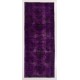 Distressed Vintage Handmade Turkish Rug Overdyed in Purple Color        