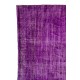 Distressed Vintage Handmade Turkish Rug Overdyed in Purple Color