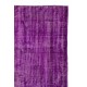 Distressed Vintage Handmade Turkish Rug Overdyed in Purple Color