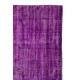 Distressed Vintage Handmade Turkish Rug Overdyed in Purple Color        