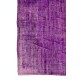 Distressed Vintage Handmade Turkish Rug Overdyed in Purple Color