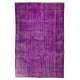 Distressed Vintage Handmade Turkish Rug Overdyed in Purple Color        