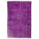 Distressed Vintage Handmade Turkish Rug Overdyed in Purple Color