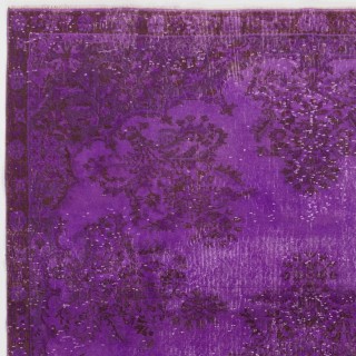 Purple Color Over-dyed Vintage Handmade Turkish Area Rug with Floral Garden Design Purple Color Over-dyed Vintage Handmade Turkish Area Rug with Floral Garden Design