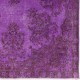 Purple Color Over-dyed Vintage Handmade Turkish Area Rug with Floral Garden Design Purple Color Over-dyed Vintage Handmade Turkish Area Rug with Floral Garden Design