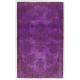 Purple Color Over-dyed Vintage Handmade Turkish Area Rug with Floral Garden Design Purple Color Over-dyed Vintage Handmade Turkish Area Rug with Floral Garden Design