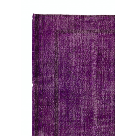 Contemporary Vintage Handmade Turkish Rug Overdyed in Purple Color Contemporary Vintage Handmade Turkish Rug Overdyed in Purple Color
