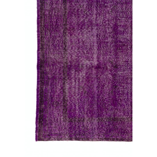 Contemporary Vintage Handmade Turkish Rug Overdyed in Purple Color Contemporary Vintage Handmade Turkish Rug Overdyed in Purple Color