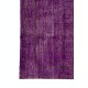 Contemporary Vintage Handmade Turkish Rug Overdyed in Purple Color