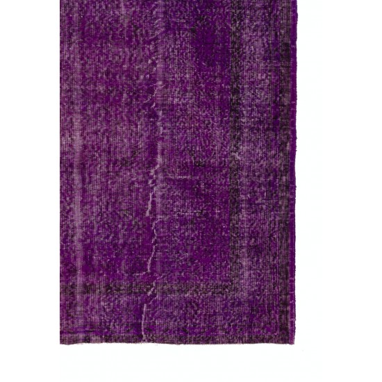 Contemporary Vintage Handmade Turkish Rug Overdyed in Purple Color Contemporary Vintage Handmade Turkish Rug Overdyed in Purple Color