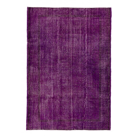 Contemporary Vintage Handmade Turkish Rug Overdyed in Purple Color Contemporary Vintage Handmade Turkish Rug Overdyed in Purple Color