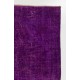 Solid Purple Color Over-Dyed Vintage Handmade Rug, Wool Turkish Carpet Solid Purple Color Over-Dyed Vintage Handmade Rug, Wool Turkish Carpet
