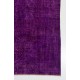  Solid Purple Color Over-Dyed Vintage Handmade Rug, Wool Turkish Carpet