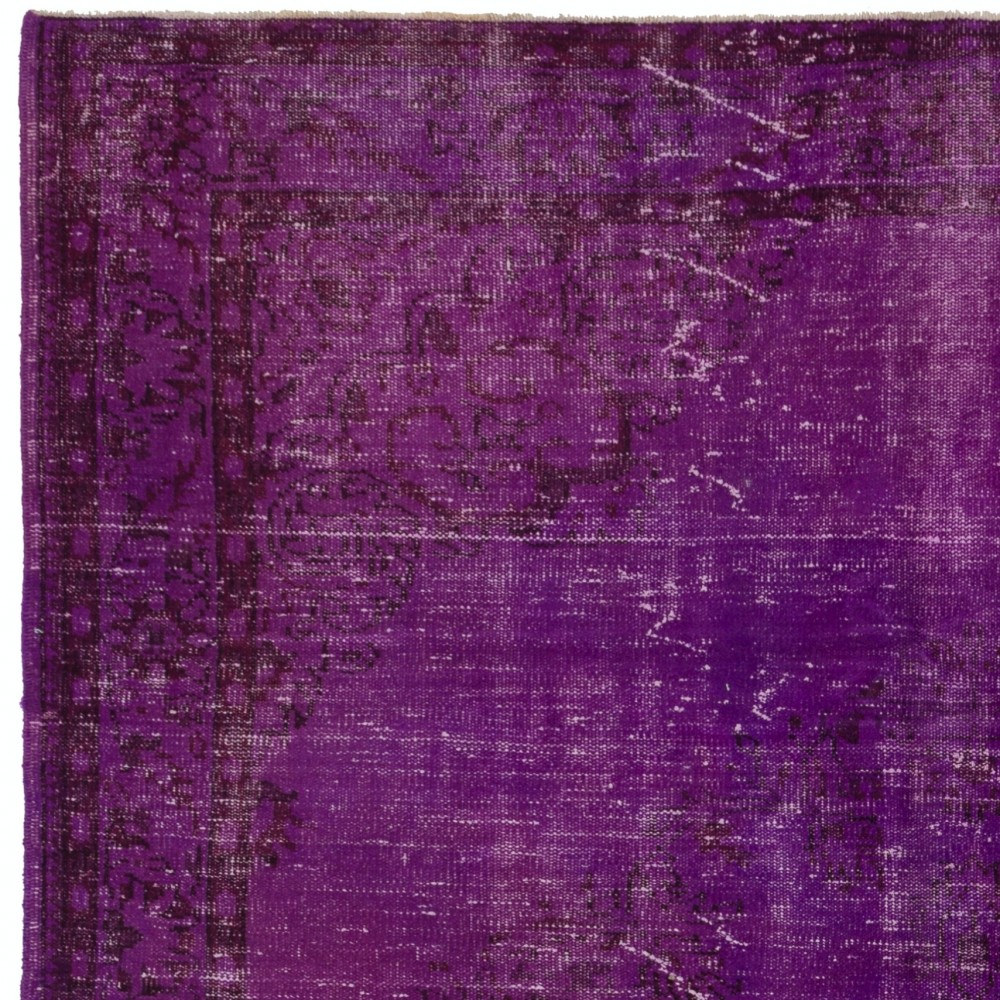 Vintage Handmade Turkish Rug Overdyed in Purple Color for Modern Homes Vintage Handmade Turkish Rug Overdyed in Purple Color for Modern Homes