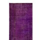 Vintage Handmade Turkish Rug Overdyed in Purple Color for Modern Homes