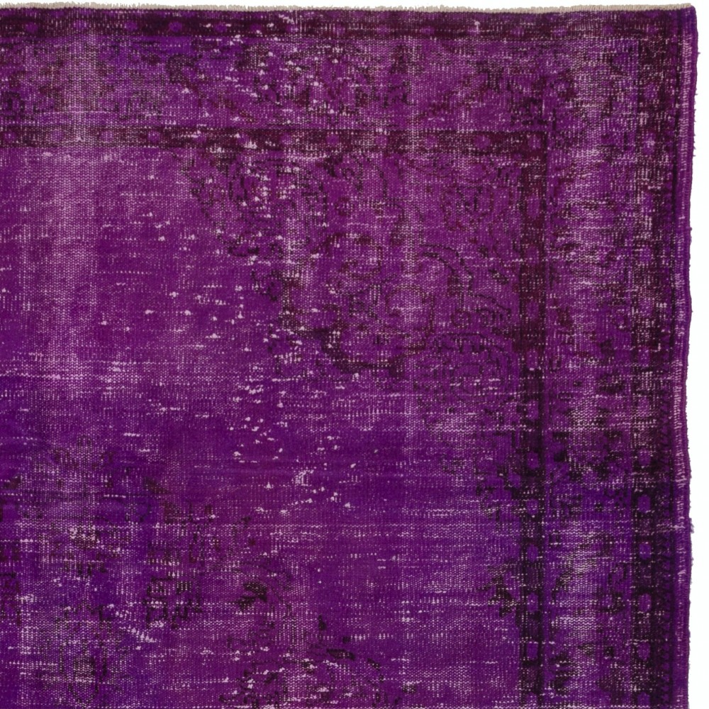Vintage Handmade Turkish Rug Overdyed in Purple Color for Modern Homes Vintage Handmade Turkish Rug Overdyed in Purple Color for Modern Homes