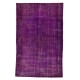Vintage Handmade Turkish Rug Overdyed in Purple Color for Modern Homes