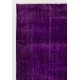 Vintage Handmade Turkish Rug Over-dyed in Purple Color for Modern Interiors