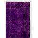 Vintage Handmade Turkish Rug Over-dyed in Purple Color for Modern Interiors