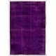 Vintage Handmade Turkish Rug Over-dyed in Purple Color for Modern Interiors