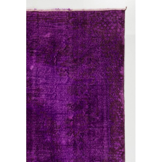 Hand-Knotted Vintage Turkish Rug Over-dyed in Purple Color for Modern Homes Hand-Knotted Vintage Turkish Rug Over-dyed in Purple Color for Modern Homes