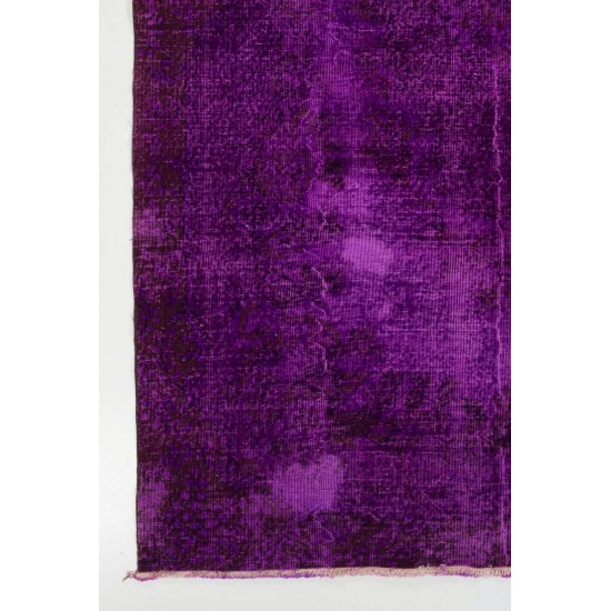 Hand-Knotted Vintage Turkish Rug Over-dyed in Purple Color for Modern Homes Hand-Knotted Vintage Turkish Rug Over-dyed in Purple Color for Modern Homes