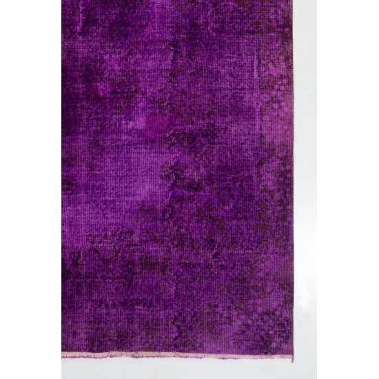 Hand-Knotted Vintage Turkish Rug Over-dyed in Purple Color for Modern Homes Hand-Knotted Vintage Turkish Rug Over-dyed in Purple Color for Modern Homes