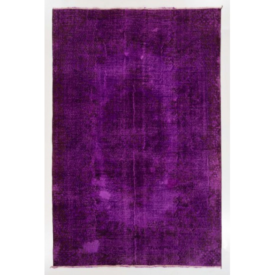 Hand-Knotted Vintage Turkish Rug Over-dyed in Purple Color for Modern Homes Hand-Knotted Vintage Turkish Rug Over-dyed in Purple Color for Modern Homes