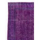 Distressed Vintage Handmade Turkish Rug Over-dyed in Purple Color