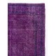 Distressed Vintage Handmade Turkish Rug Over-dyed in Purple Color