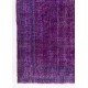 Distressed Vintage Handmade Turkish Rug Over-dyed in Purple Color