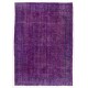 Distressed Vintage Handmade Turkish Rug Over-dyed in Purple Color