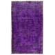 Purple Color Over-dyed Vintage Handmade Turkish Rug with Medallion Design