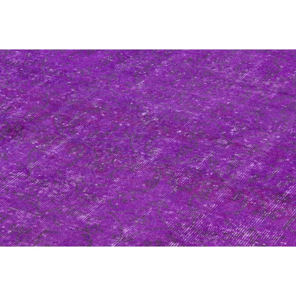 Purple Color Overdyed Vintage Handmade Rug, Worn Out, Distressed Look