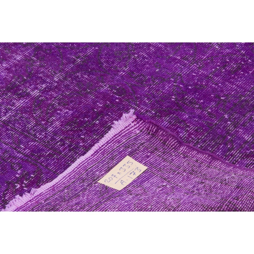Purple Color Overdyed Vintage Handmade Rug, Worn Out, Distressed Look